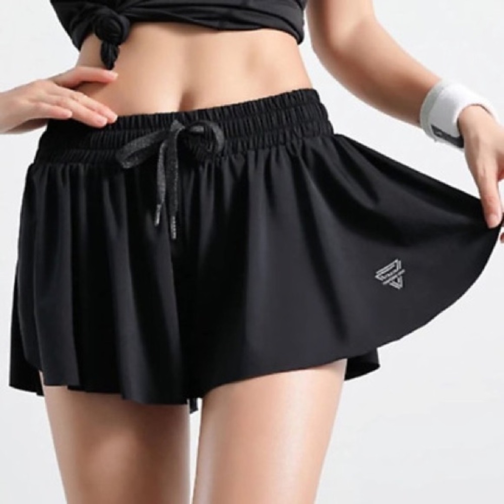 Black Keiki Kona 2-in-1 Flowy Fitness Shorts
